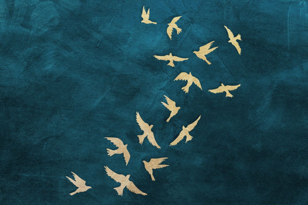 Golden Birds At Night