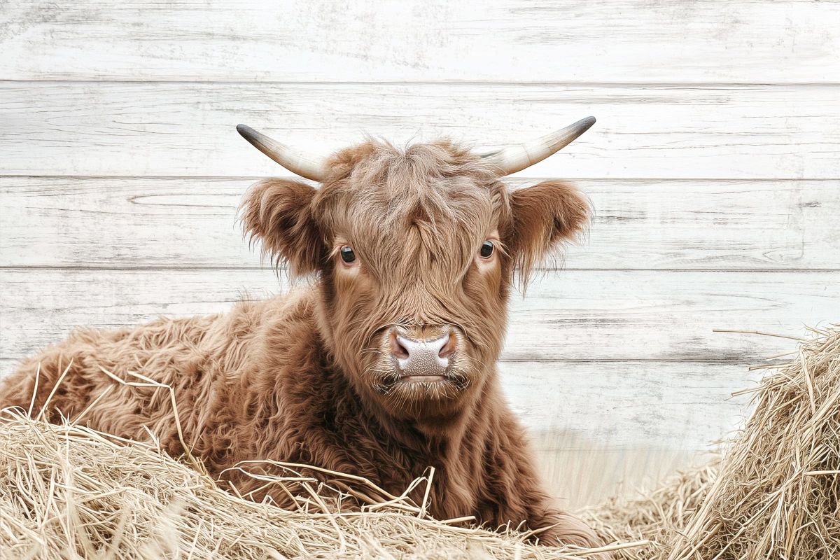 Highland Cow In The Hay