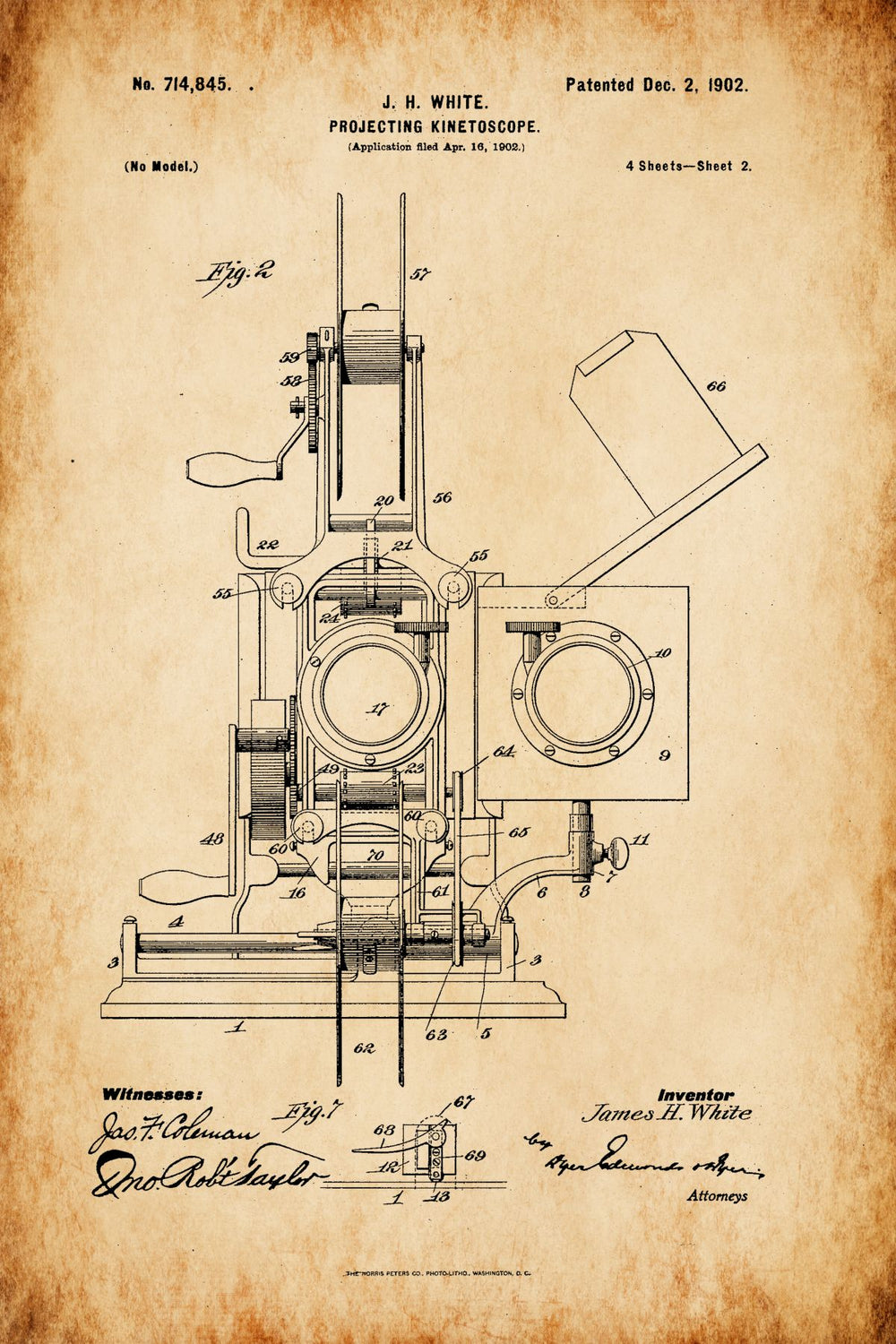 Projecting Kinetoscope Vintage Patent