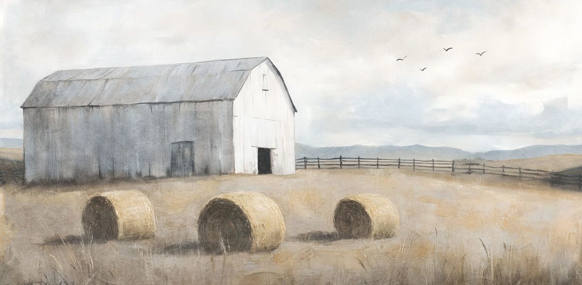 Barn And Hay Bales I