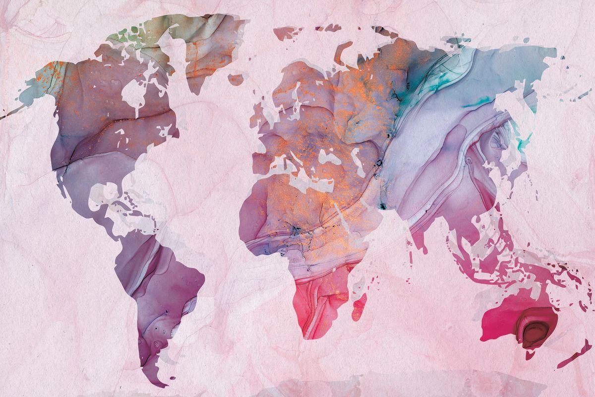 Pastel Marble World Map