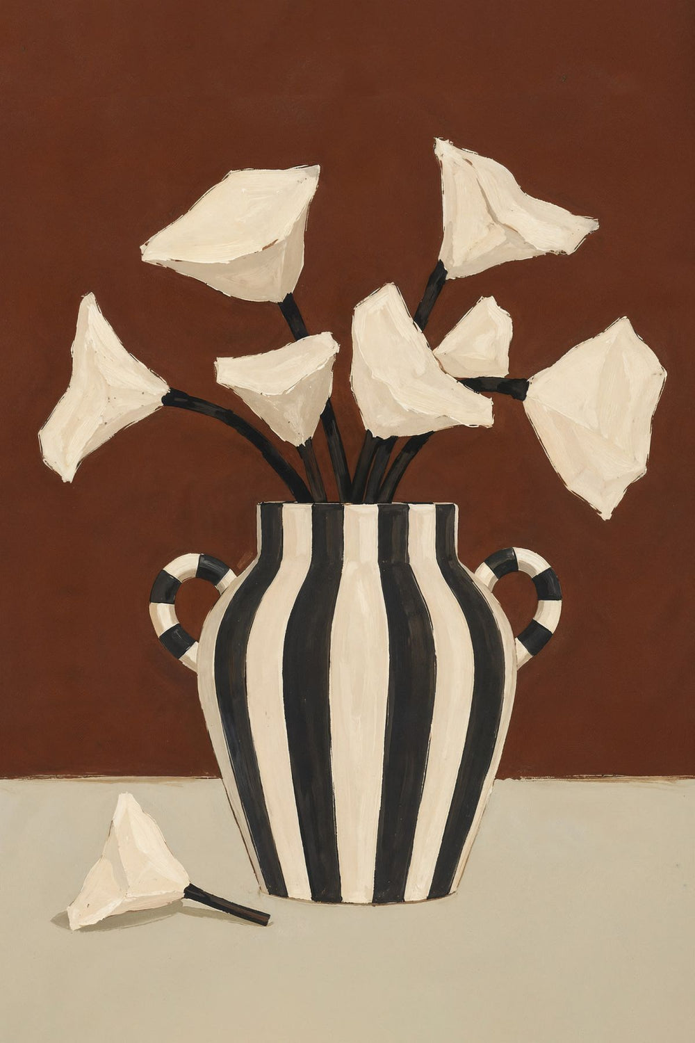 Striped Vase with Lilies