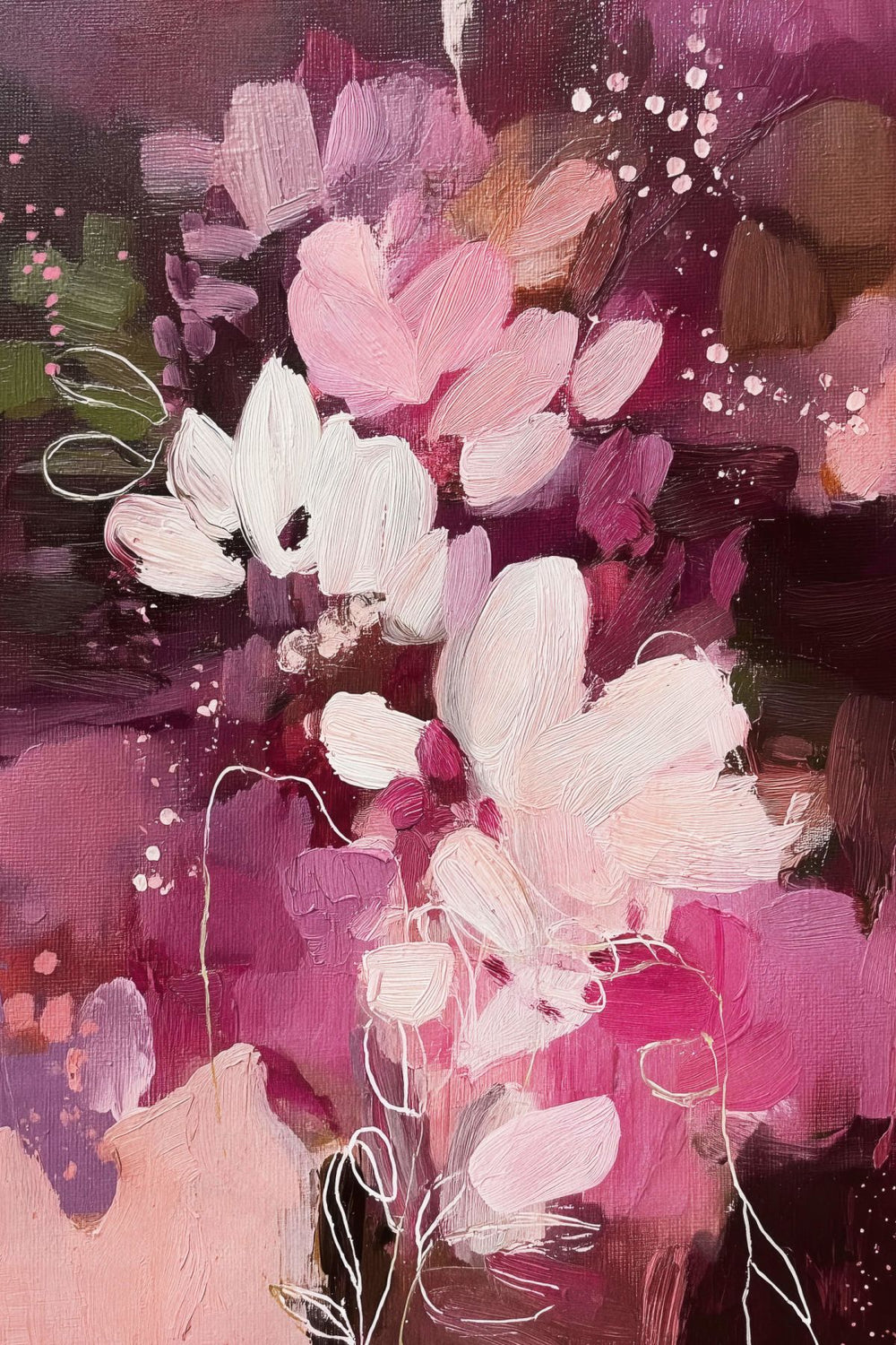 Dark Floral Impasto Painting