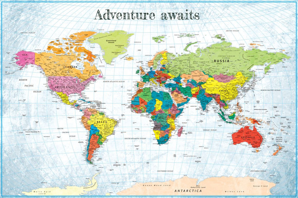 Adventure Awaits III Push Pin World Map