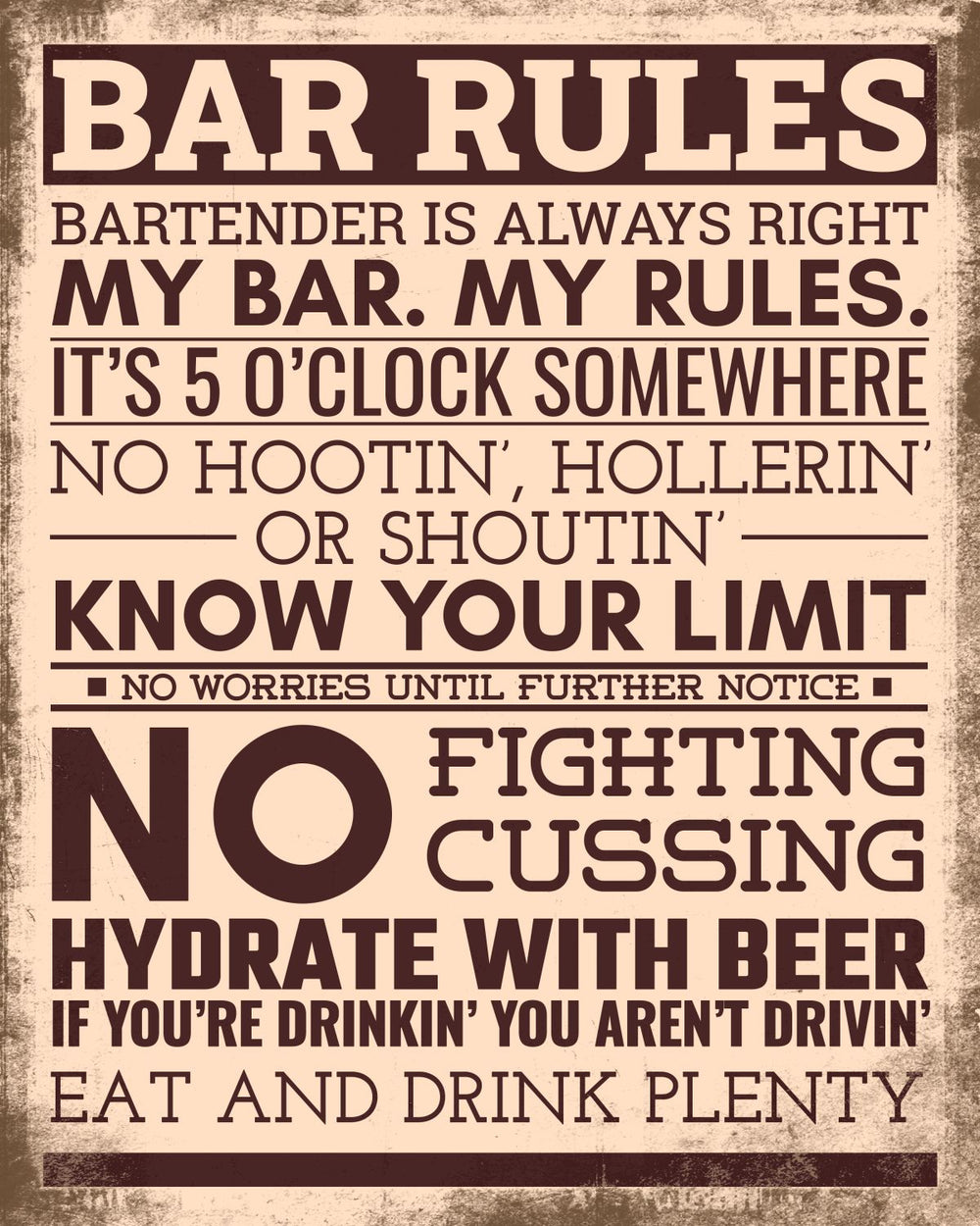 Funny Bar Rules