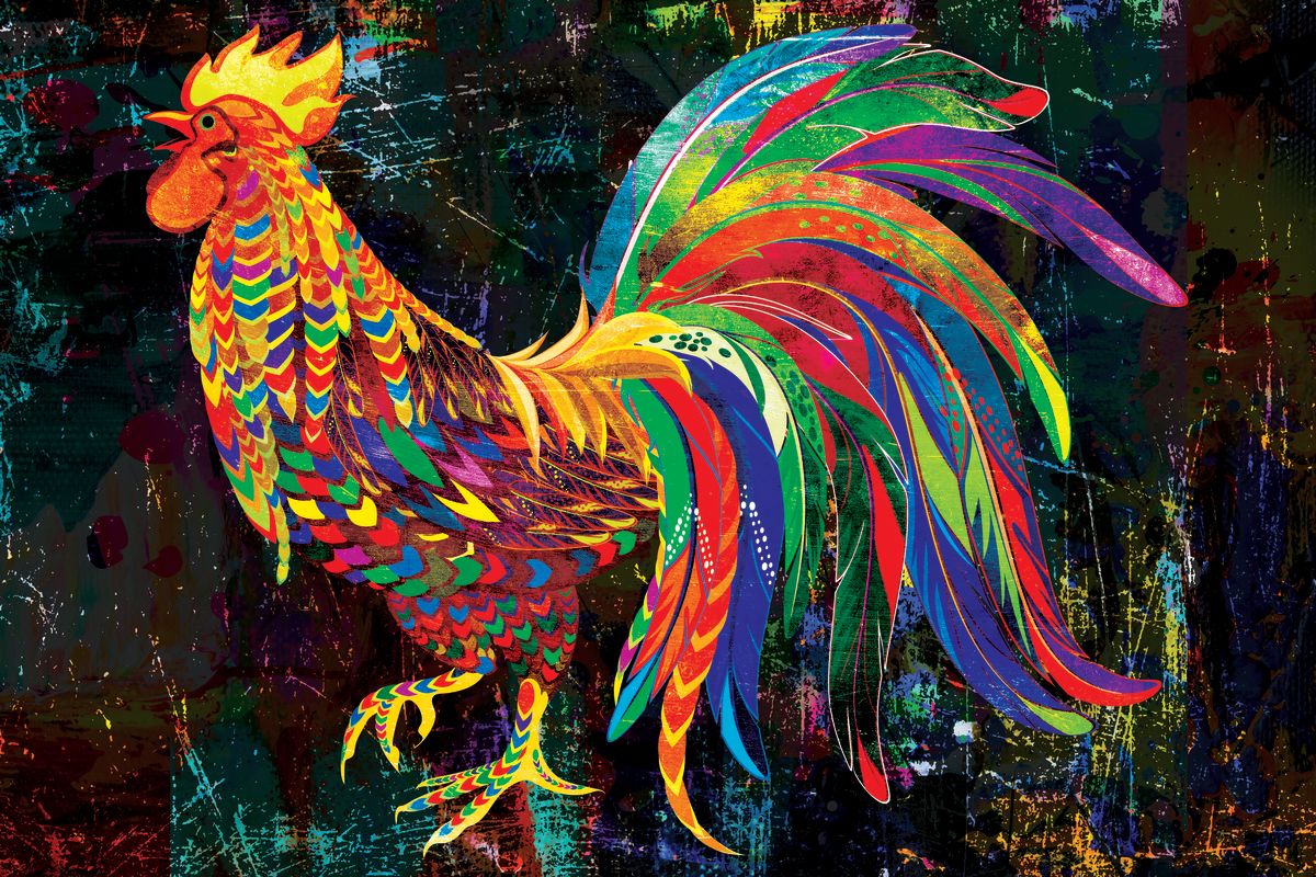 Multicolored Abstract Rooster