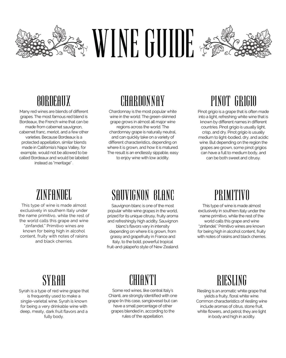 Wine Guide Chart