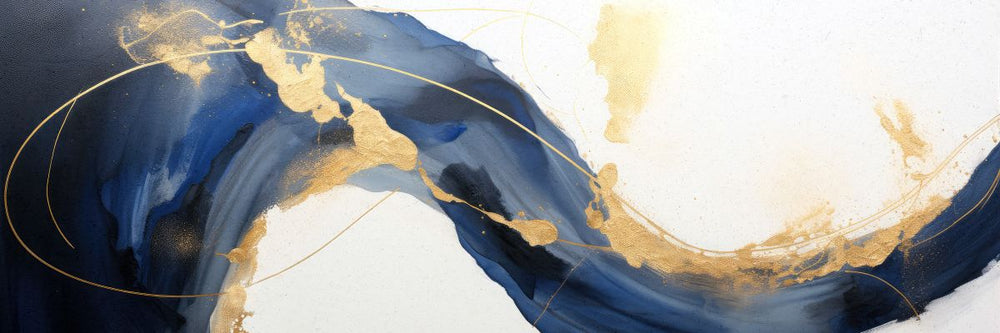 Gilded Blue Waves Triptych