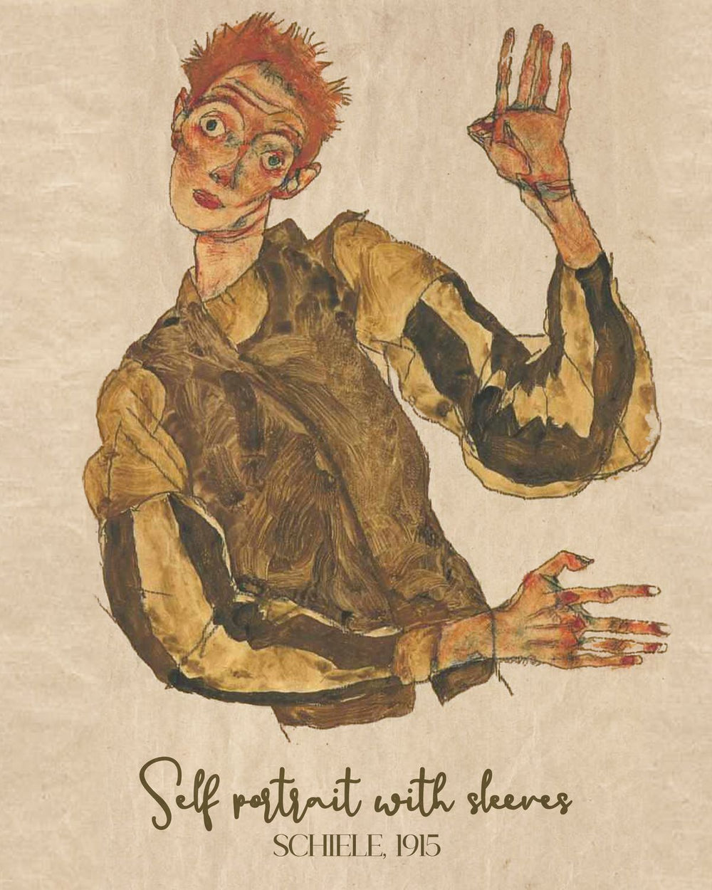 Self Portrait Sleeves Schiele Exhibition Poster