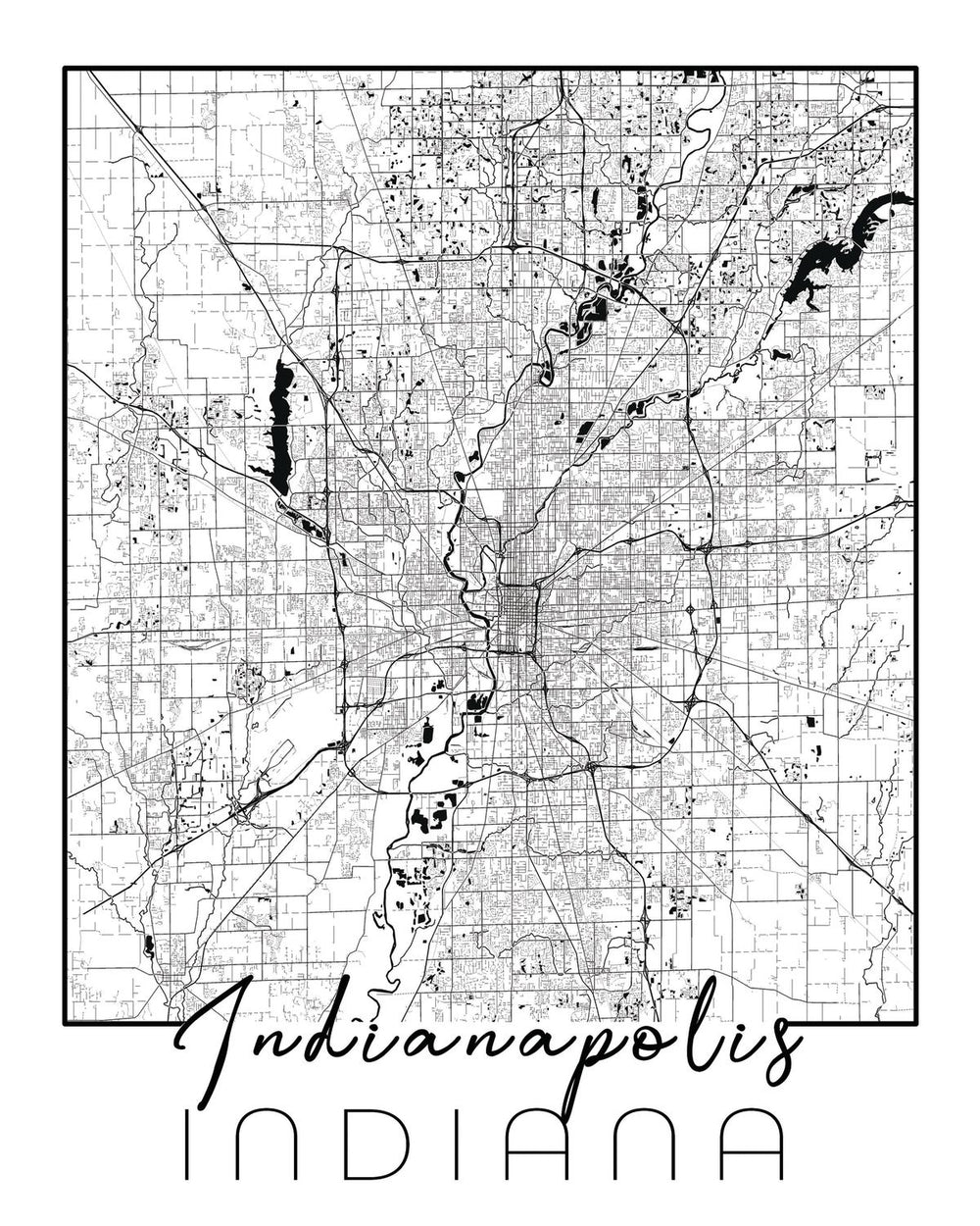Minimalist Indianapolis City Map