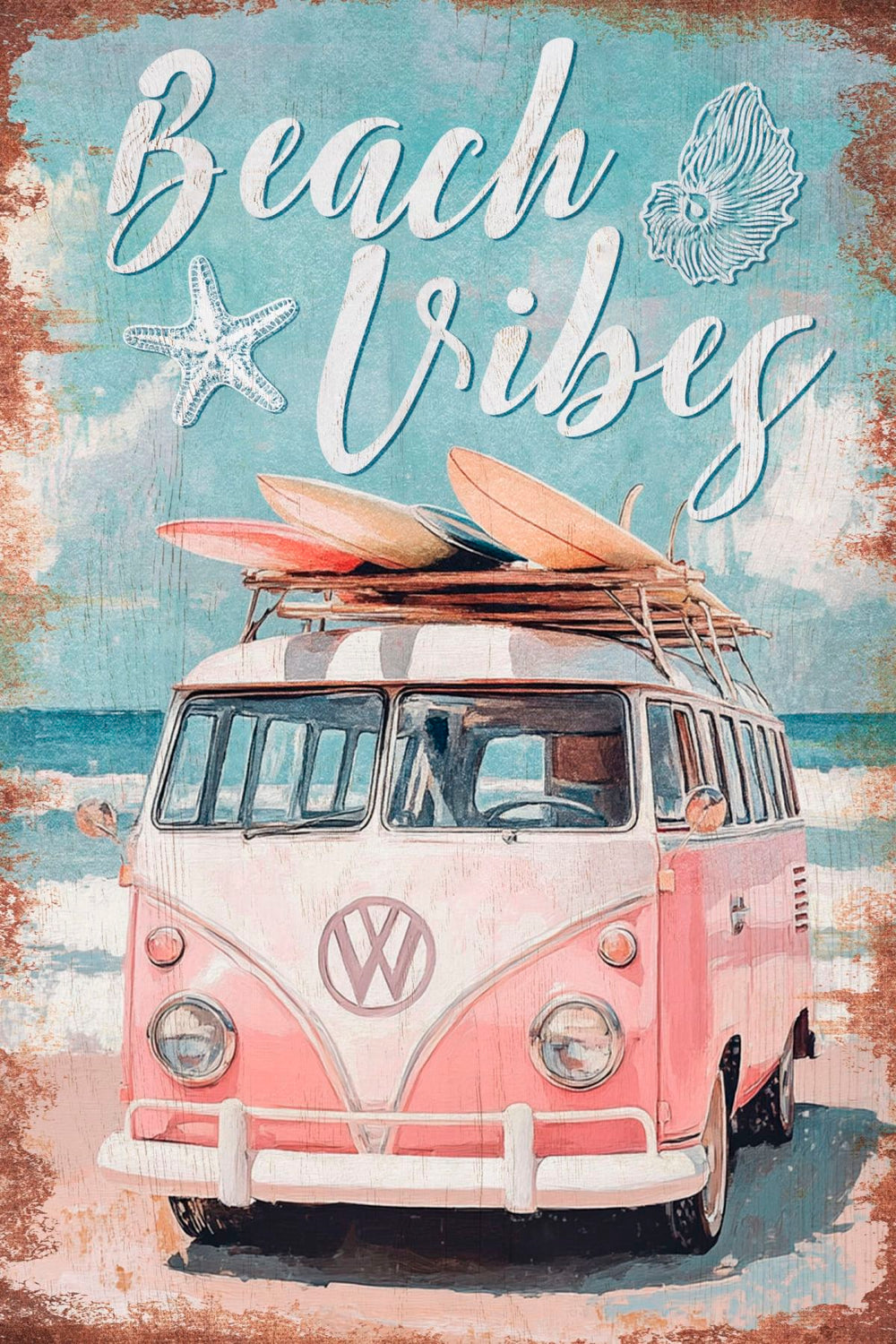 Beach Vibes Typography Sign Wall Art