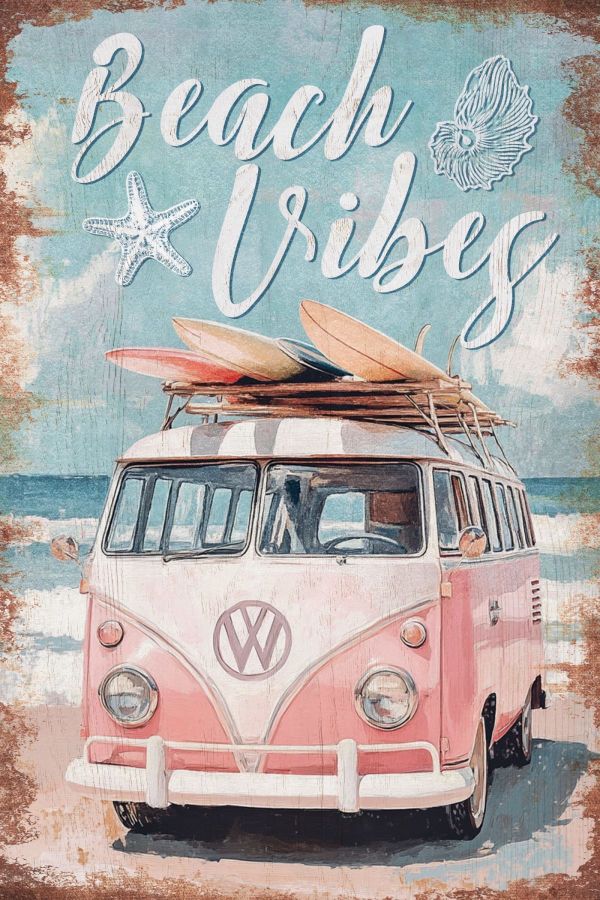 Beach Vibes Typography Sign