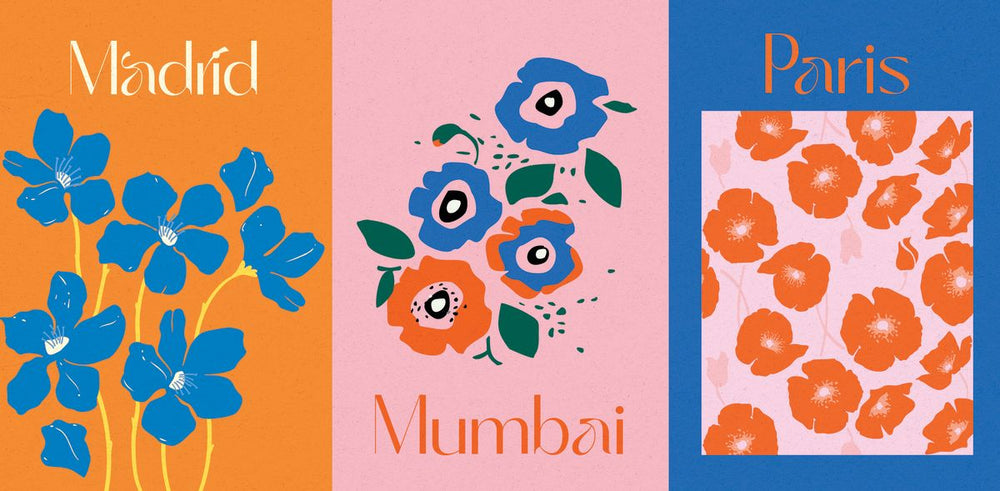 Madrid Mumbai Paris Flower Market Posters