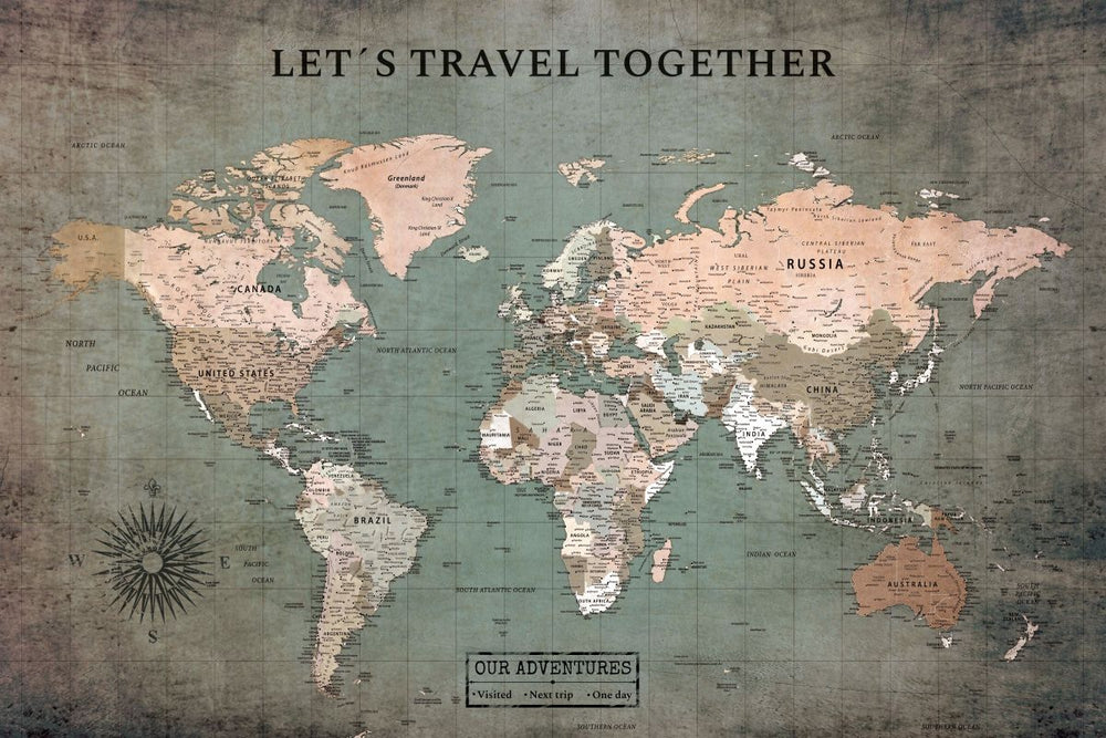 Travel Together II Push Pin World Map
