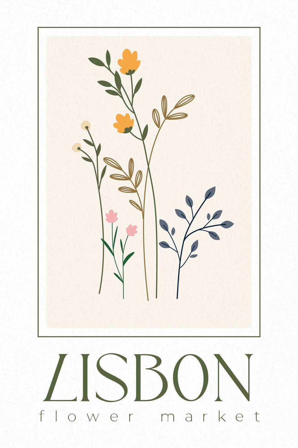 Lisbon Simple Flower Market Poster