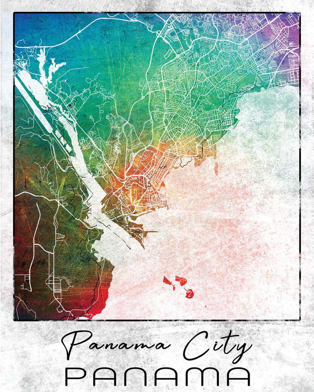 Multicolored Paname City Map