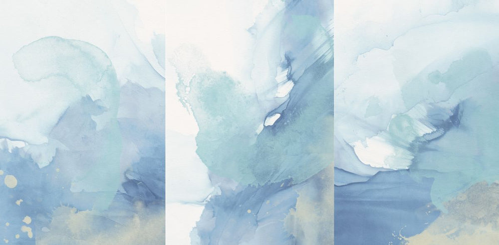 Pastel Blue Flow Triptych