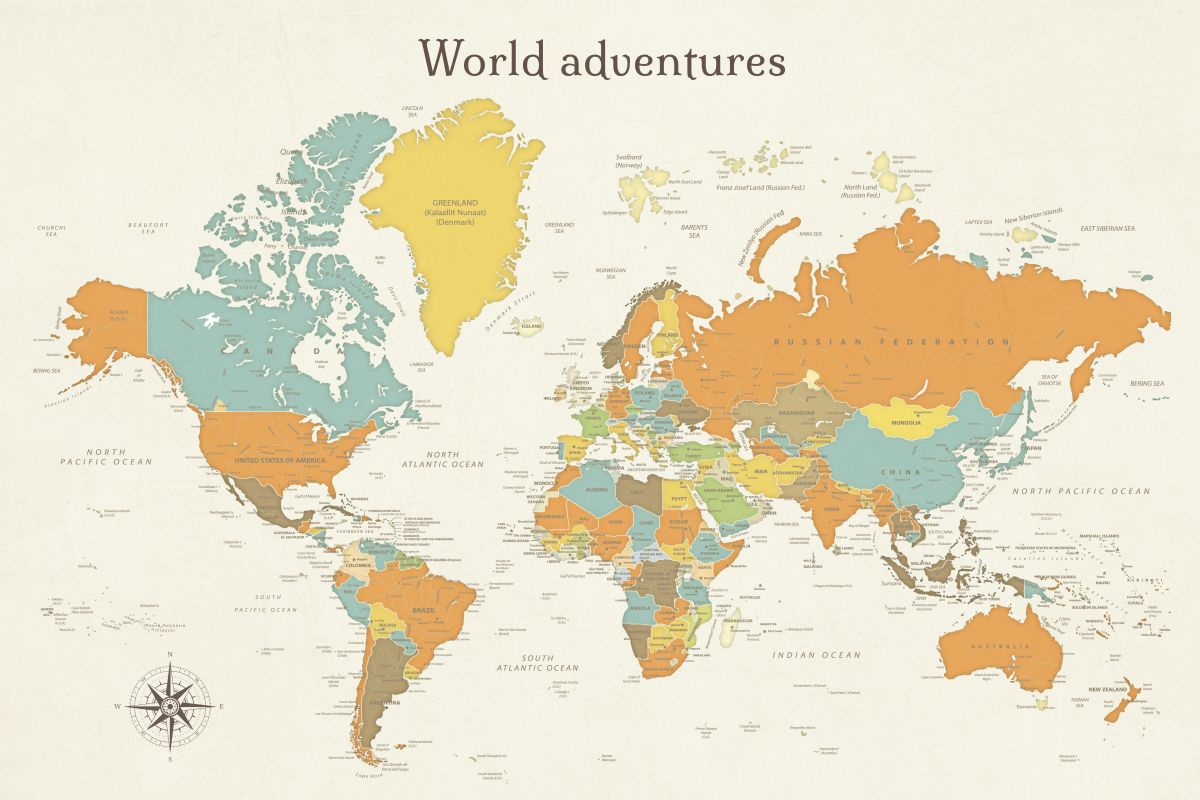 Adventures III Push Pin World Map