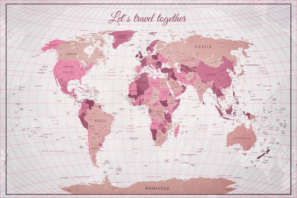Travel Together V Push Pin World Map