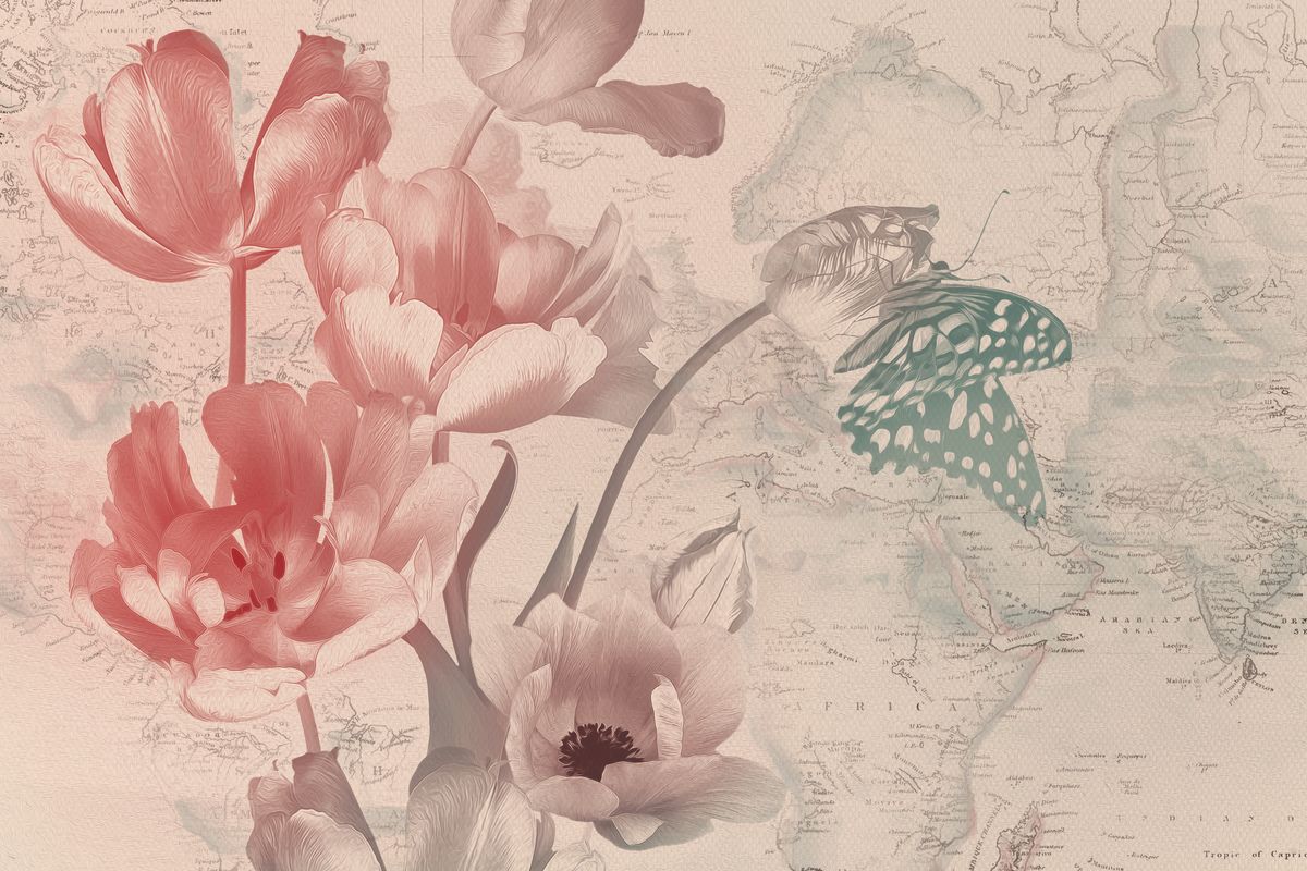Florals On World Map