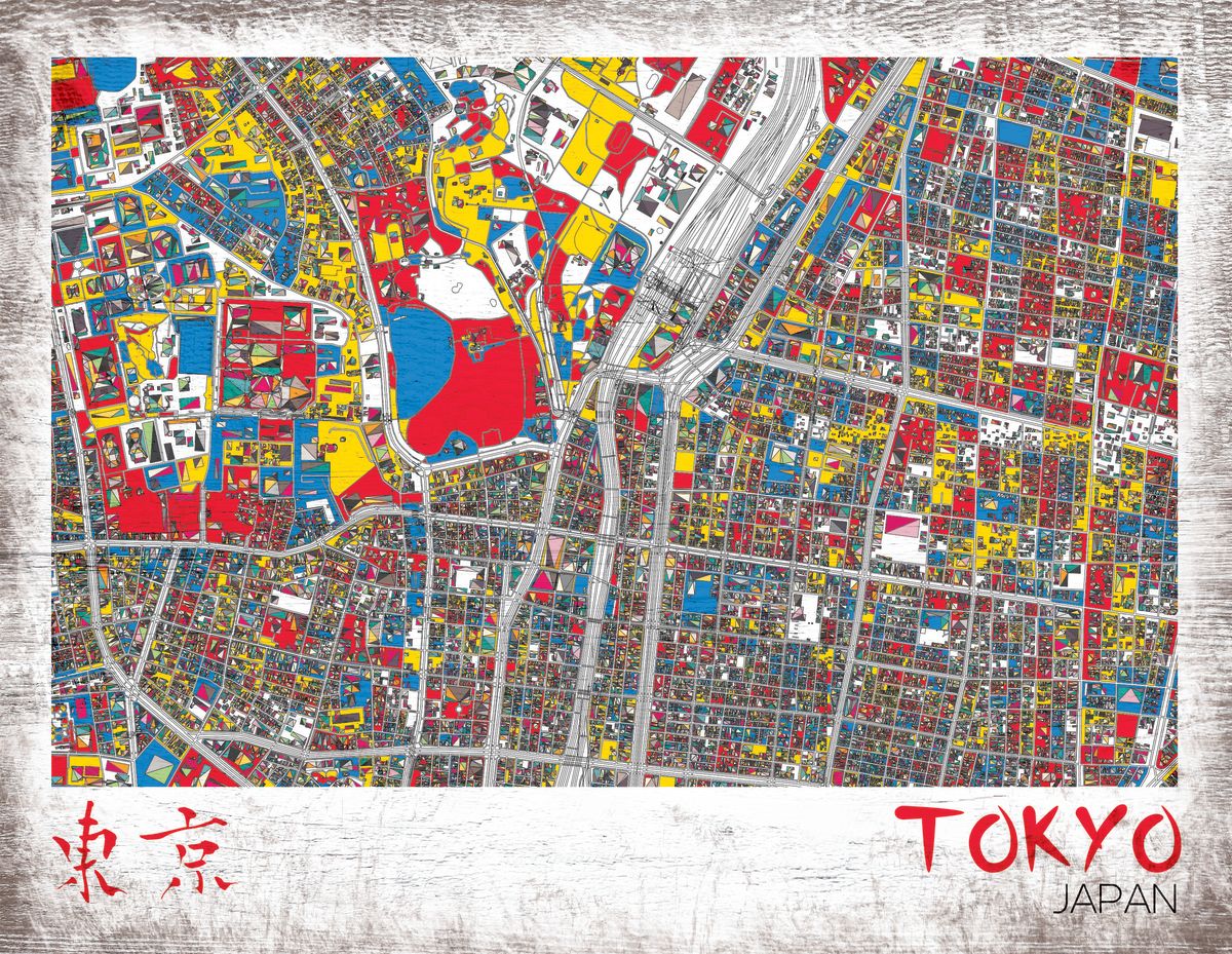 Tokyo Map On Wood