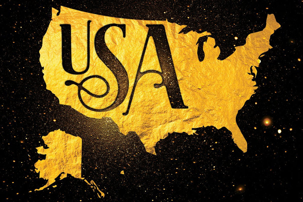 Gold Foil USA Map