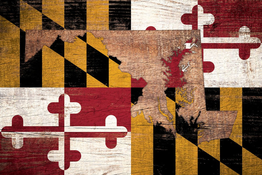 State Map Over Maryland Flag