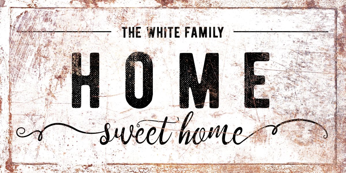 White Family Home Sign