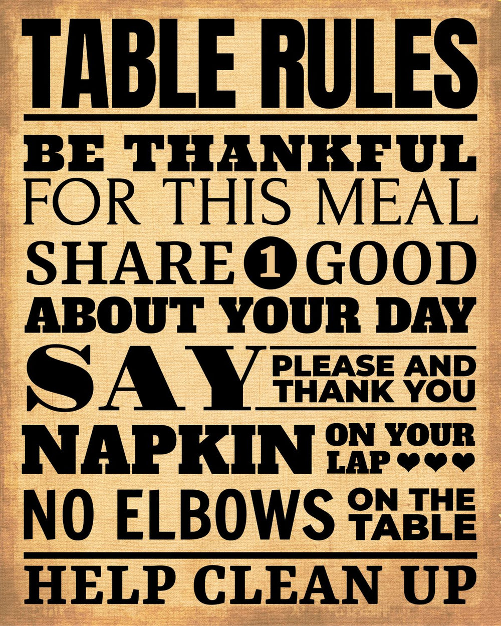 Table Rules