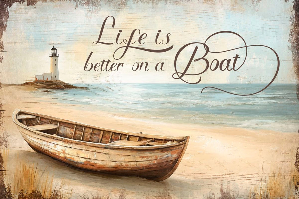 Life Is Better On A Boat Typography Sign