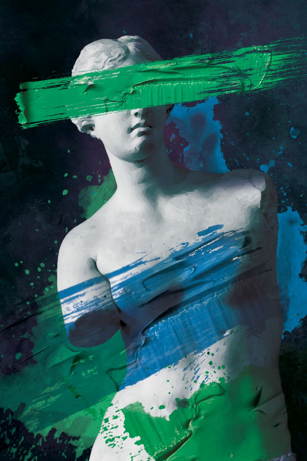 Venus De Milo Blue Green Paint Stroke Portrait