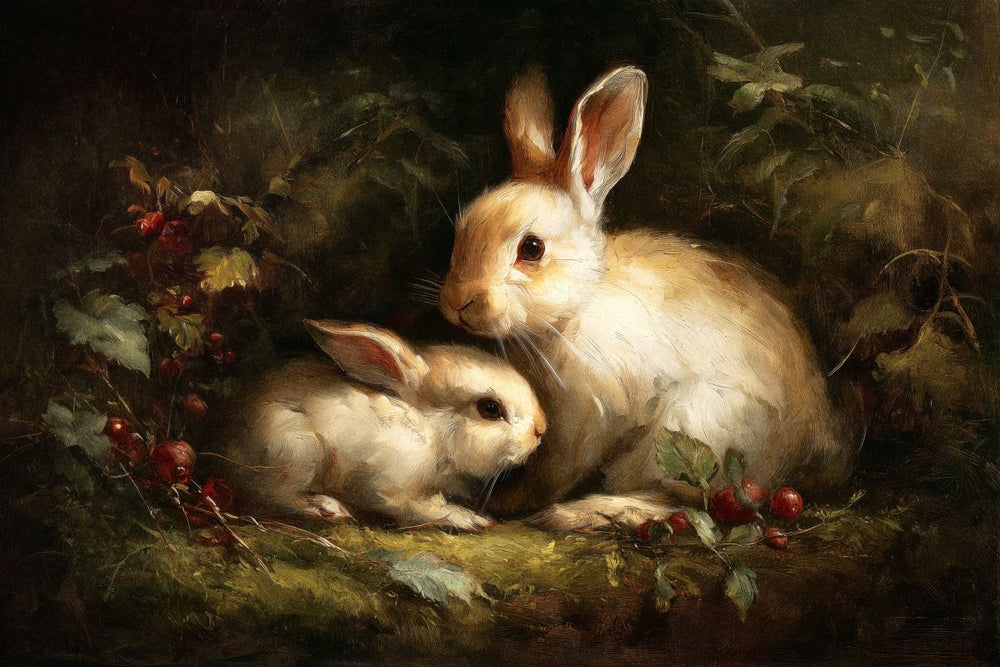 Two Bunnies in the Forest