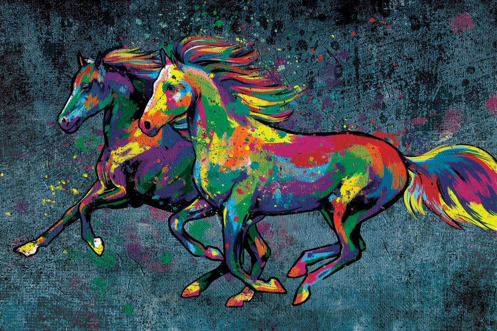 Duo Horse Color Splash Paint