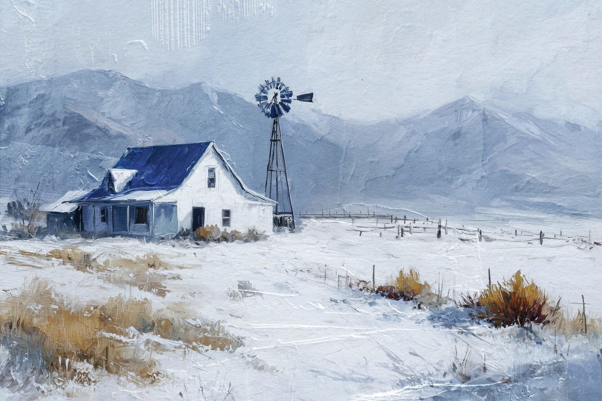 Snowy Windmill Field