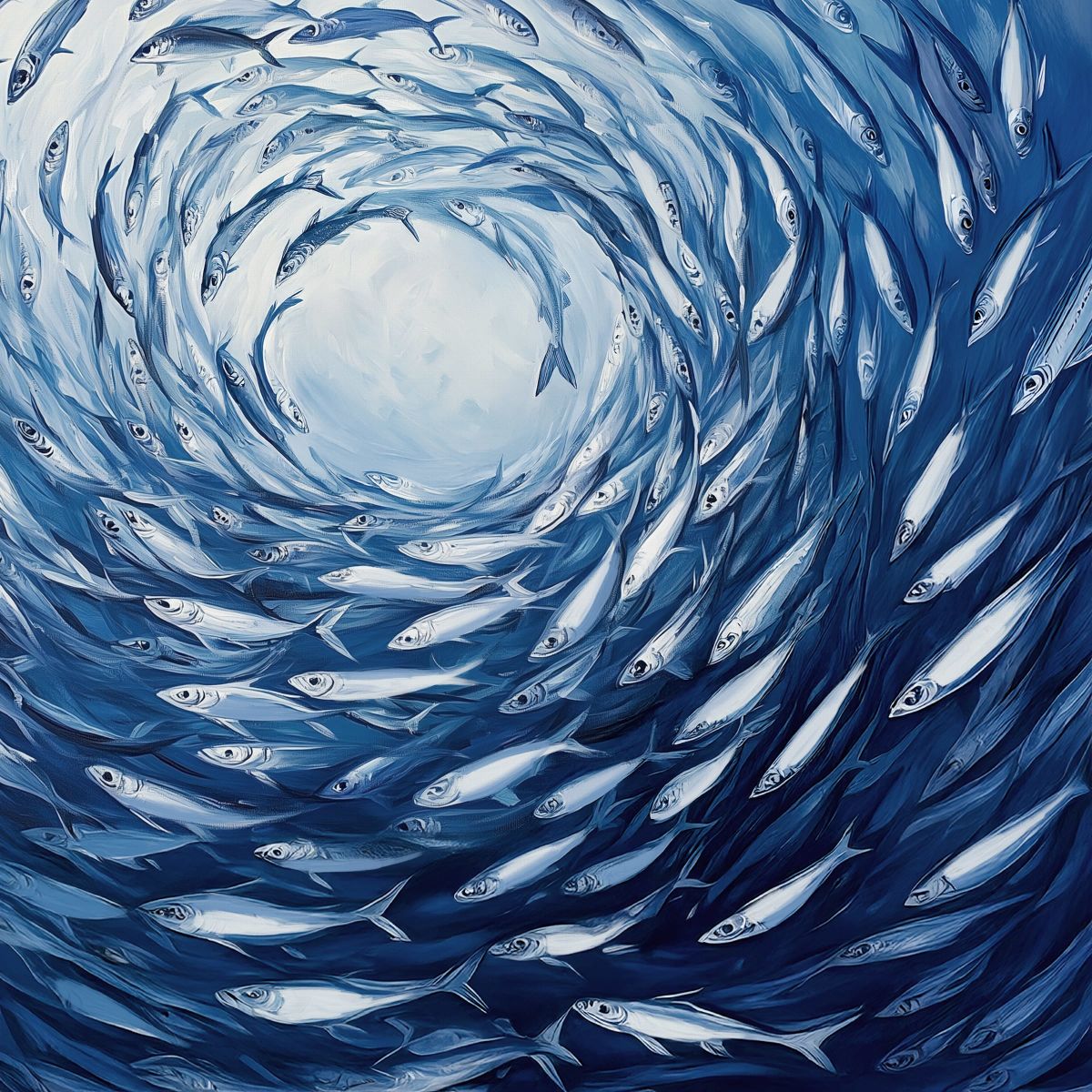 Circling Current Of Fish Upclose Wall Art