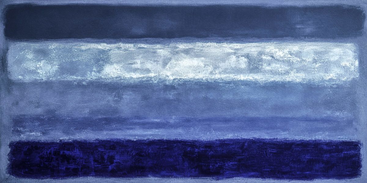 Deep Blue and White Layered Abstract
