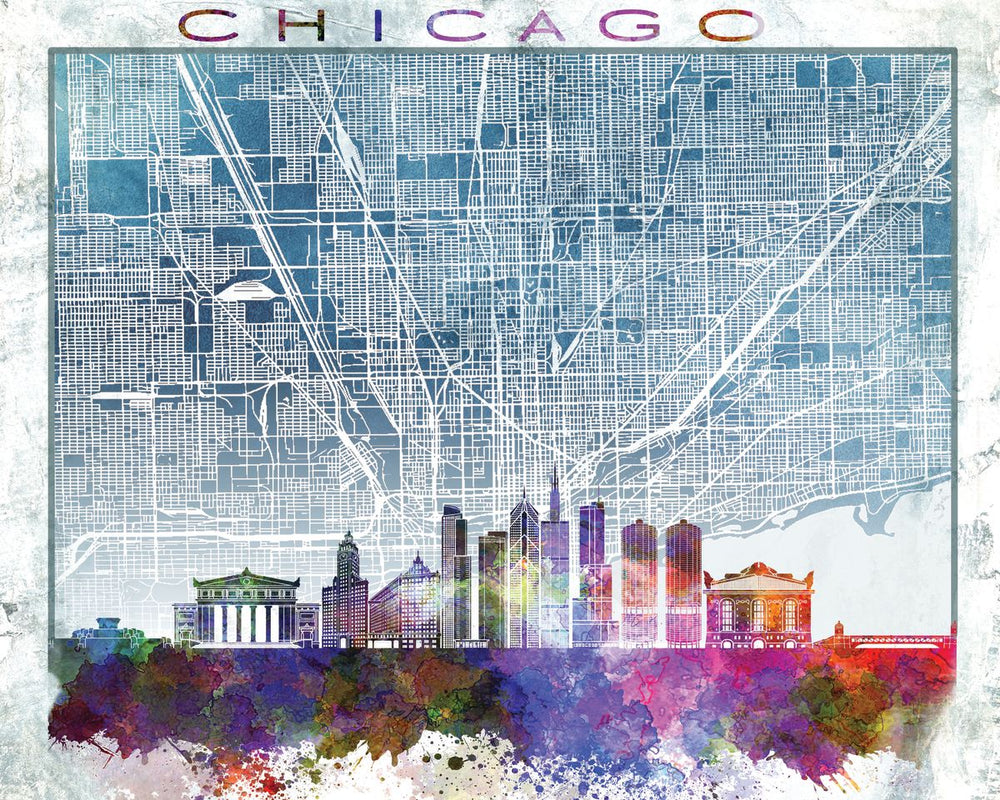 Chicago Skyline City Map