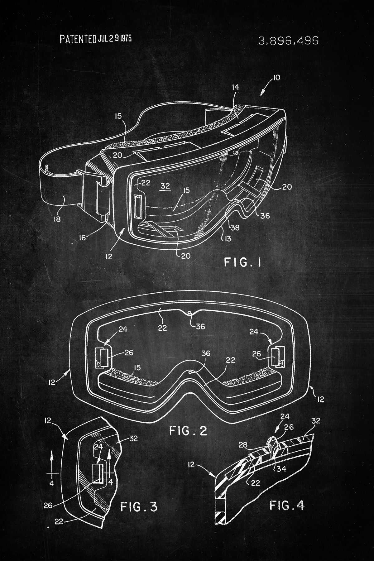 Interchangeable Lens Ski Goggle BW Patent