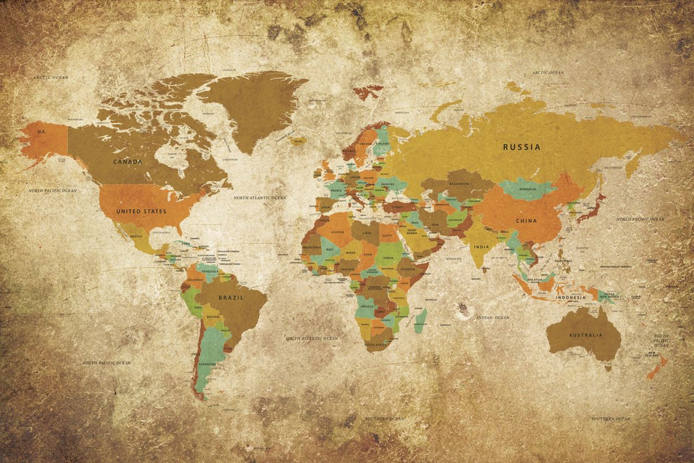 Aged World Map XXXVIII