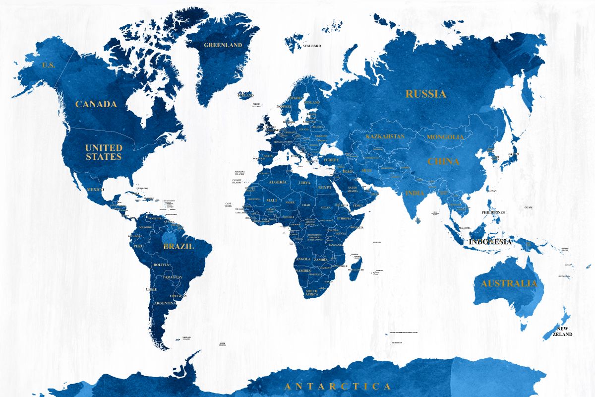 Blue Textured World Map