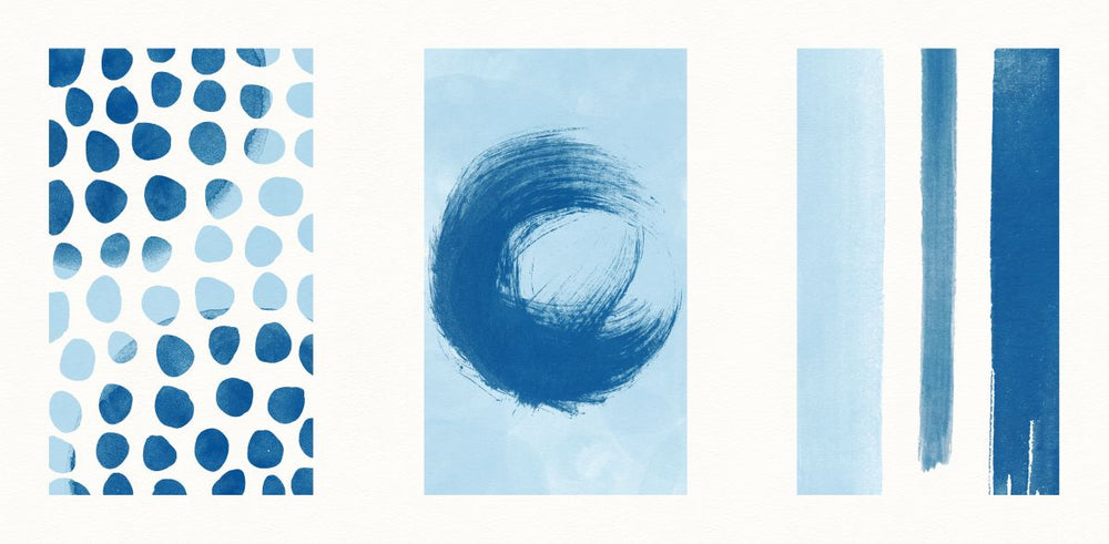 Hip Blue Shapes Triptych