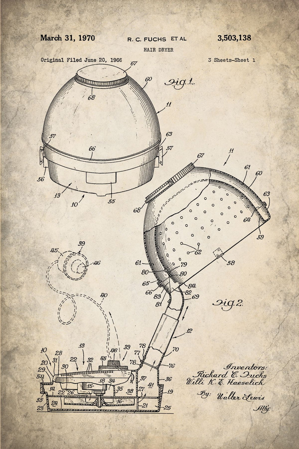 Hair Dryer 1970 Patent