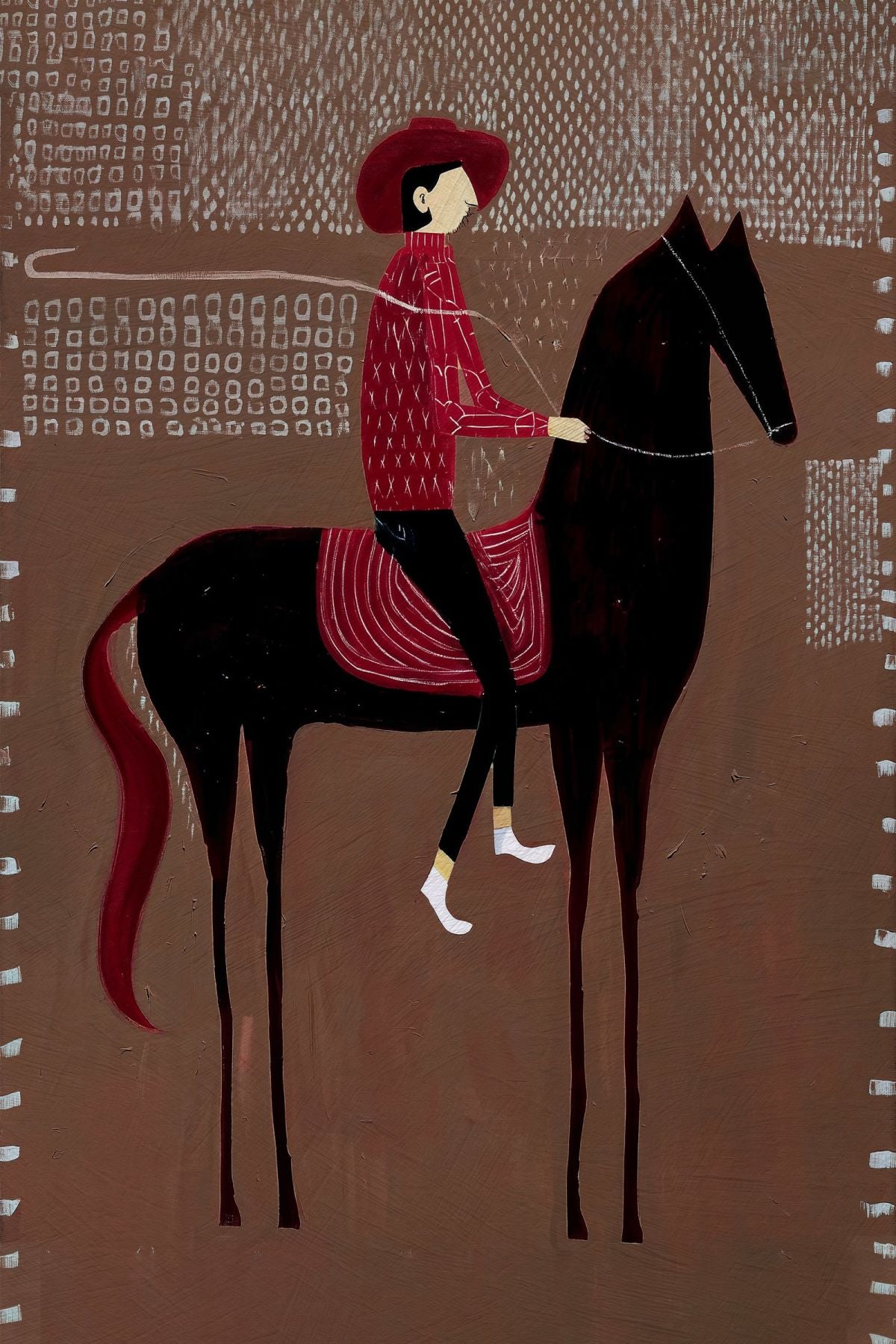 Cowboy on Horseback Painting