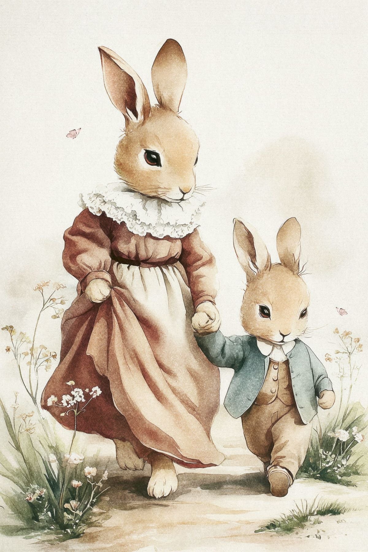 Mother and Baby Rabbits