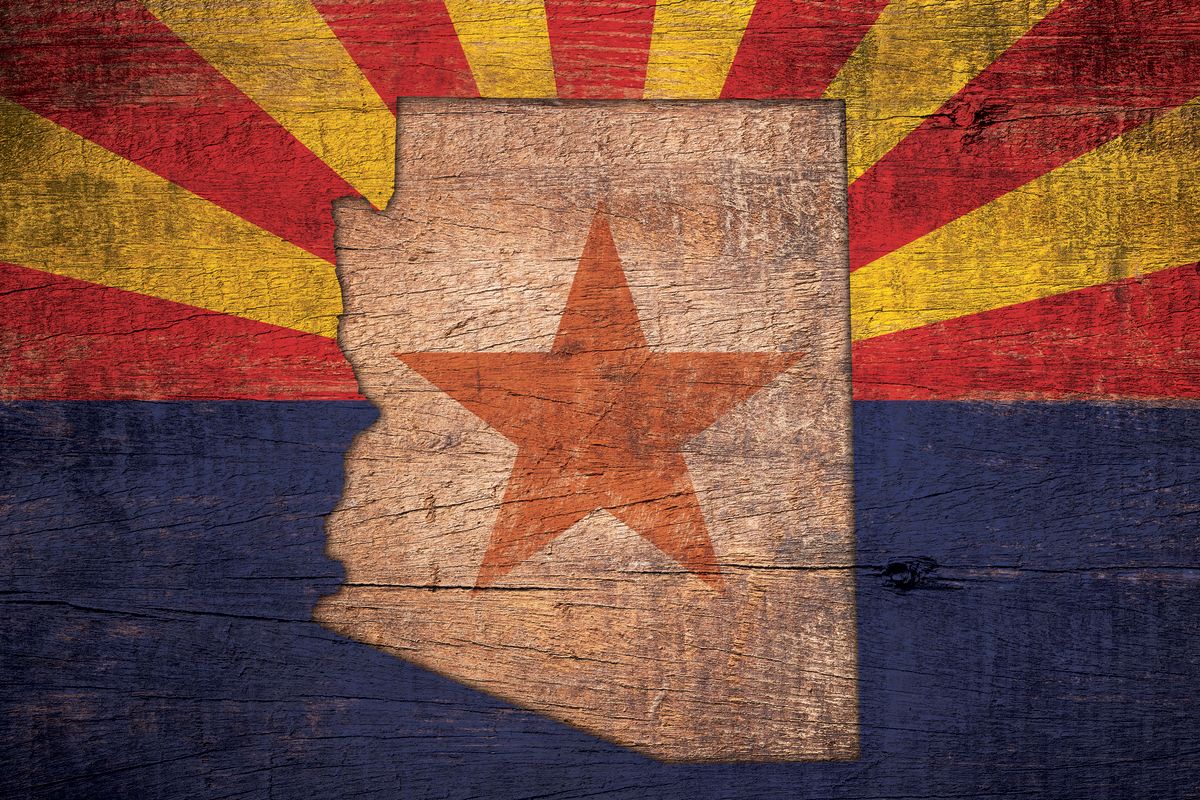 State Map Over Arizona Flag