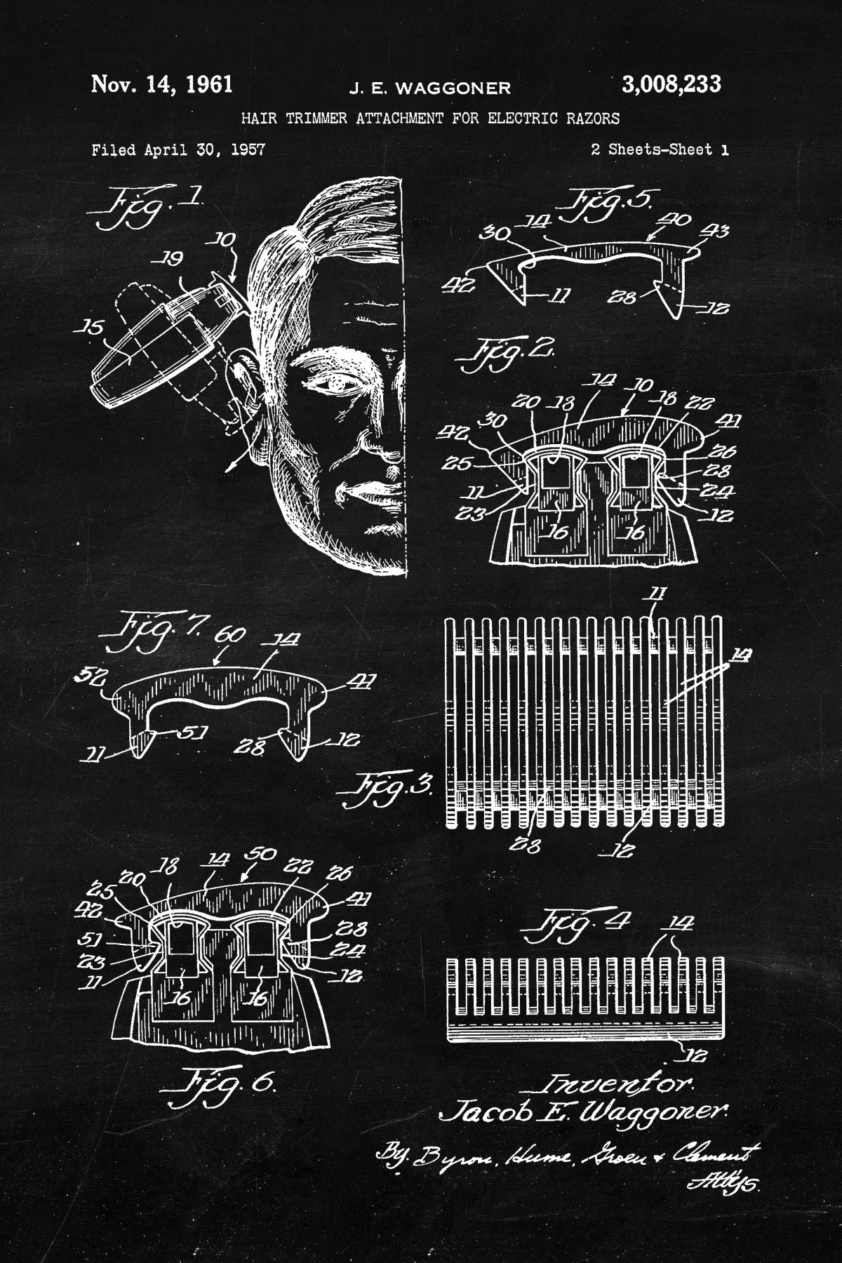 Hair Trimmer Attachment BW Patent