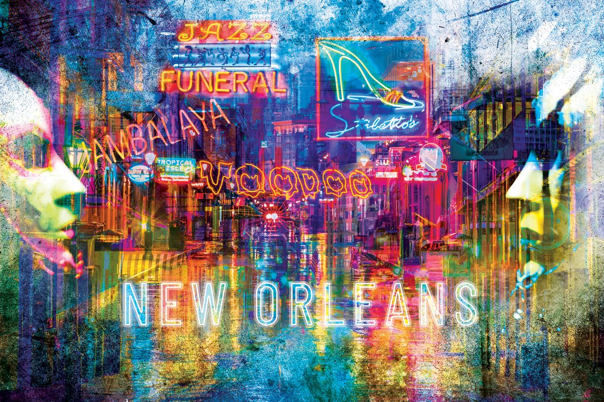 New Orleans Neon Signs Grunge