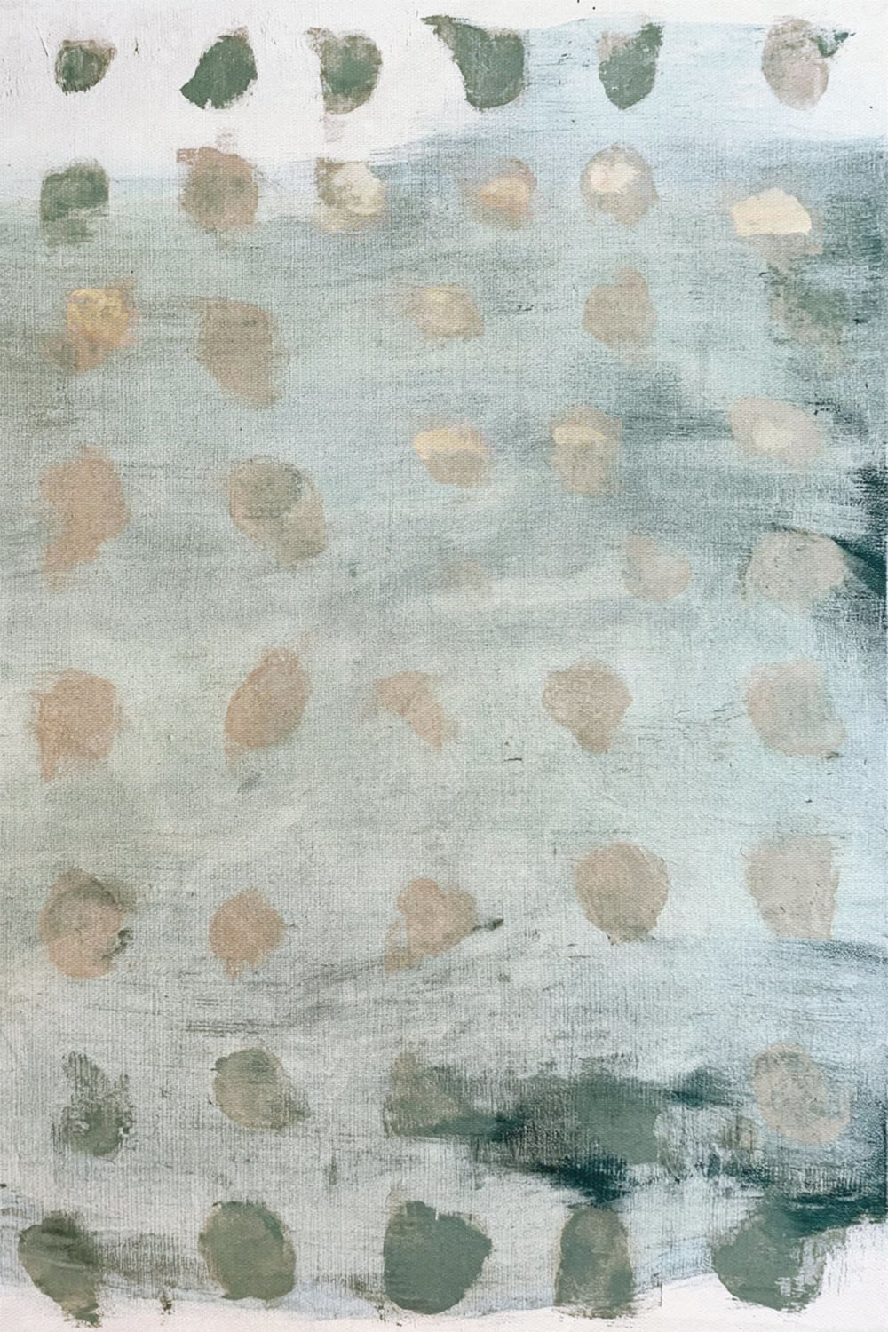 Soft Abstract Dots on Blue-Green Ground