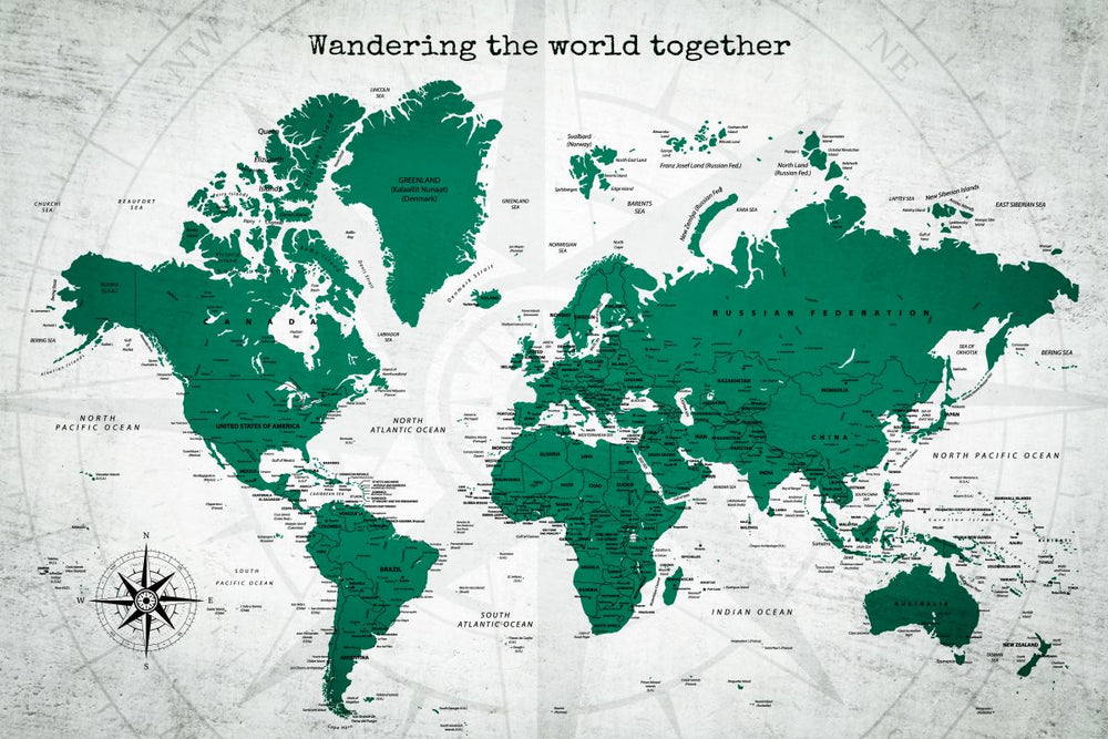 Wandering Together I Push Pin World Map
