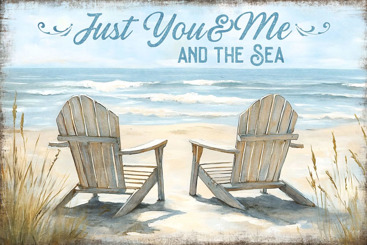 Just You And Me And The Sea Typography Sign Wall Art